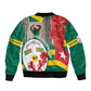 Republique Togolaise Monument de l'Independance Sleeve Zip Bomber Jacket African Pinkish Rose Coat Of Arms