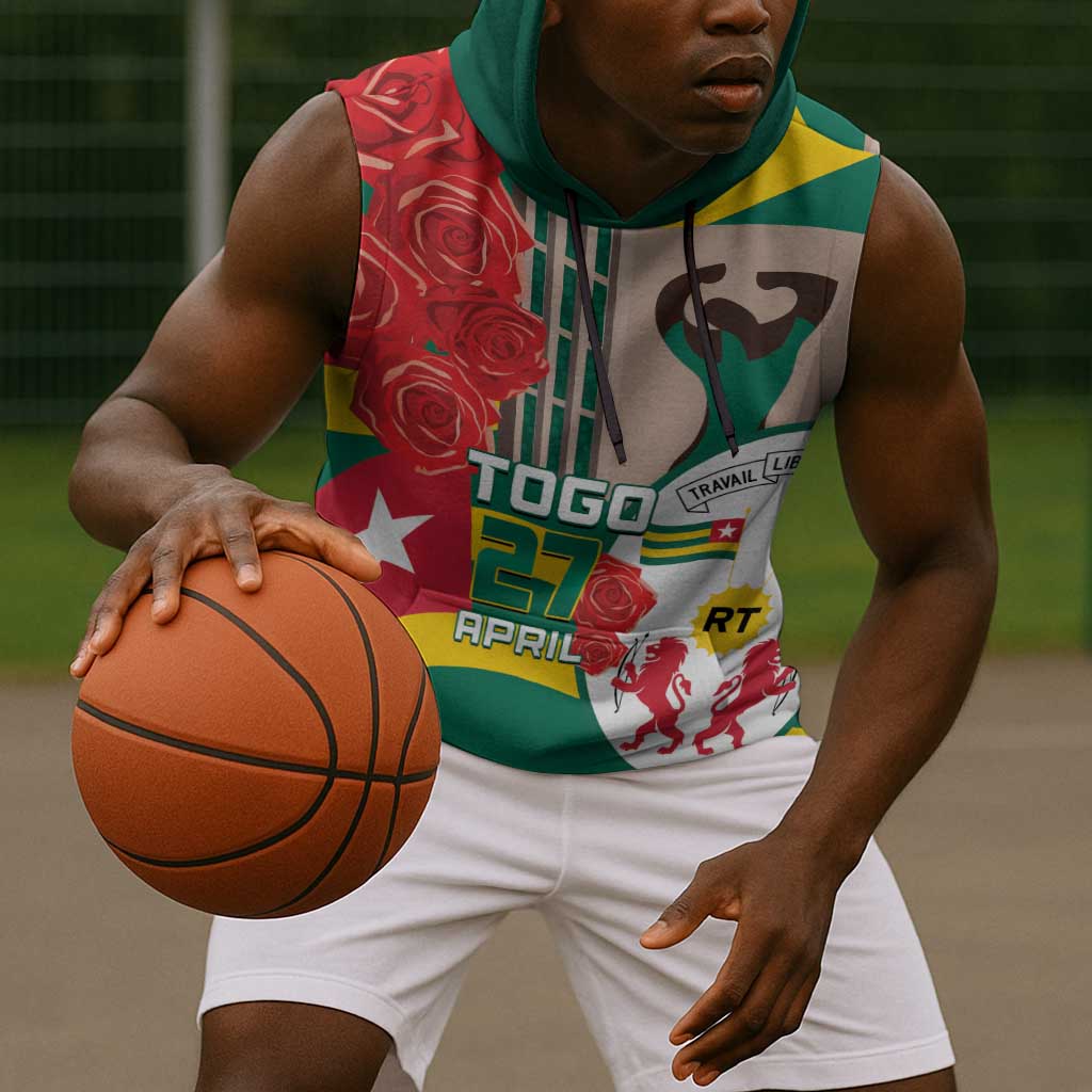 Republique Togolaise Monument de l'Independance Sleeveless Hoodie African Pinkish Rose Coat Of Arms - African Pride