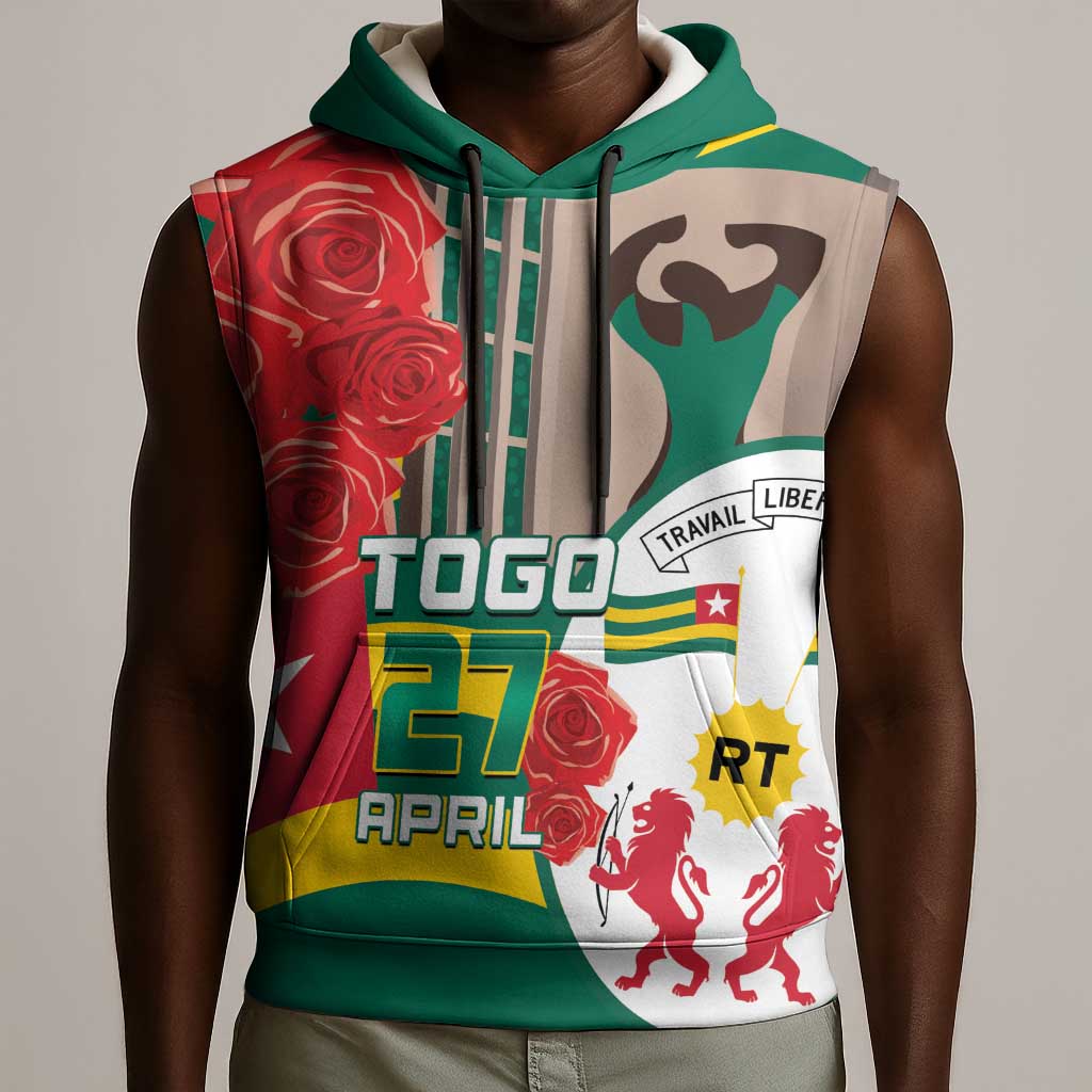 Republique Togolaise Monument de l'Independance Sleeveless Hoodie African Pinkish Rose Coat Of Arms - African Pride