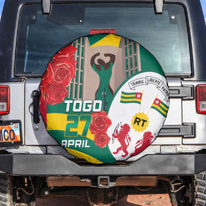 Republique Togolaise Monument de l'Independance Spare Tire Cover African Pinkish Rose Coat Of Arms