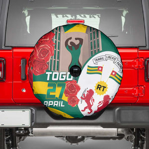 Republique Togolaise Monument de l'Independance Spare Tire Cover African Pinkish Rose Coat Of Arms
