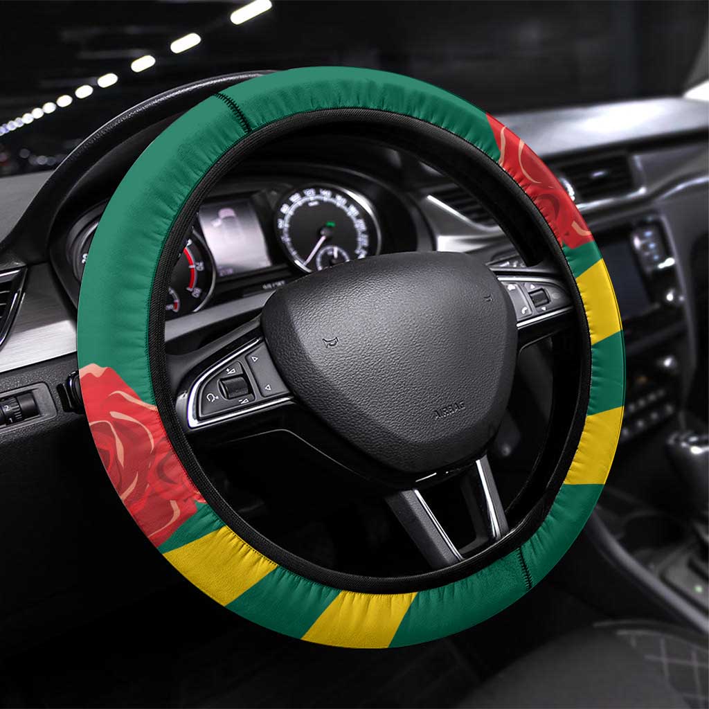 Republique Togolaise Monument de l'Independance Steering Wheel Cover African Pinkish Rose Coat Of Arms
