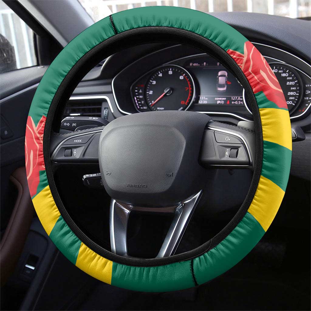 Republique Togolaise Monument de l'Independance Steering Wheel Cover African Pinkish Rose Coat Of Arms