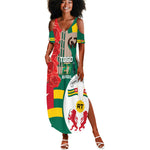 Republique Togolaise Monument de l'Independance Summer Maxi Dress African Pinkish Rose Coat Of Arms