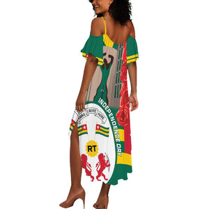 Republique Togolaise Monument de l'Independance Summer Maxi Dress African Pinkish Rose Coat Of Arms