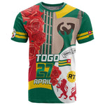 Republique Togolaise Monument de l'Independance T shirt African Pinkish Rose Coat Of Arms