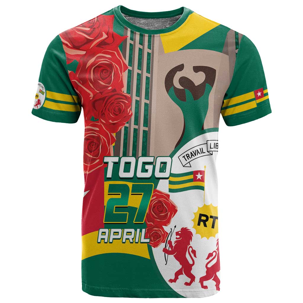 Republique Togolaise Monument de l'Independance T shirt African Pinkish Rose Coat Of Arms