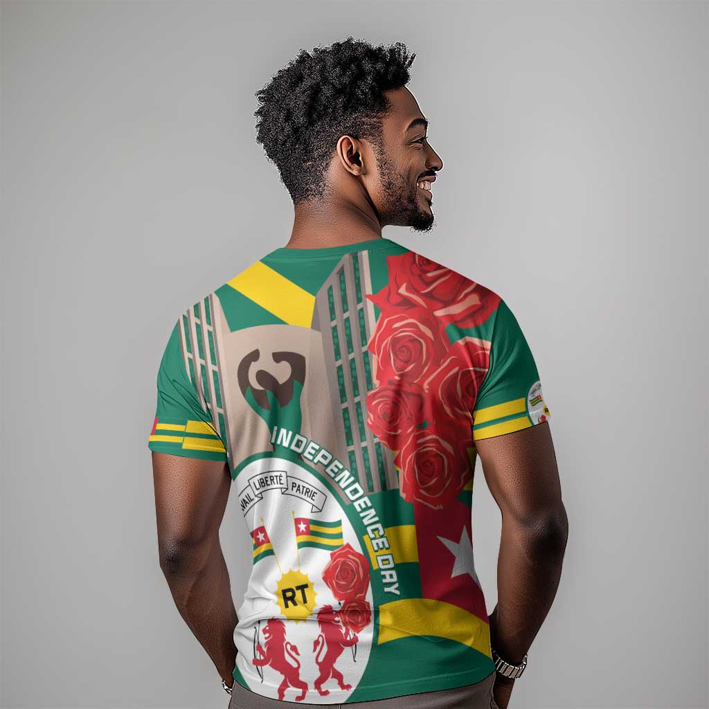Republique Togolaise Monument de l'Independance T shirt African Pinkish Rose Coat Of Arms
