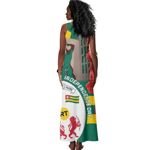 Republique Togolaise Monument de l'Independance Tank Maxi Dress African Pinkish Rose Coat Of Arms