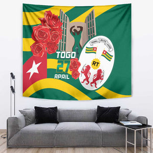 Republique Togolaise Monument de l'Independance Tapestry African Pinkish Rose Coat Of Arms