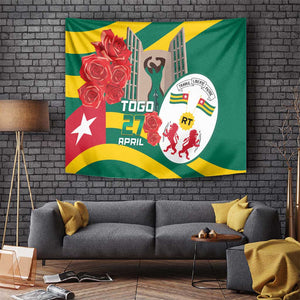 Republique Togolaise Monument de l'Independance Tapestry African Pinkish Rose Coat Of Arms