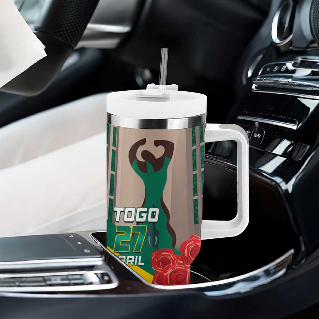 Republique Togolaise Monument de l'Independance Tumbler With Handle African Pinkish Rose Coat Of Arms