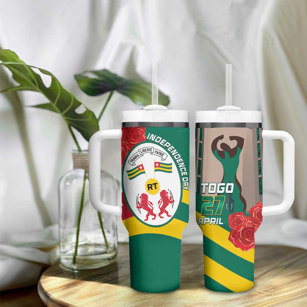 Republique Togolaise Monument de l'Independance Tumbler With Handle African Pinkish Rose Coat Of Arms
