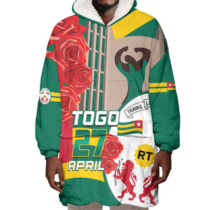 Republique Togolaise Monument de l'Independance Wearable Blanket Hoodie African Pinkish Rose Coat Of Arms