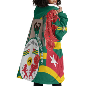 Republique Togolaise Monument de l'Independance Wearable Blanket Hoodie African Pinkish Rose Coat Of Arms