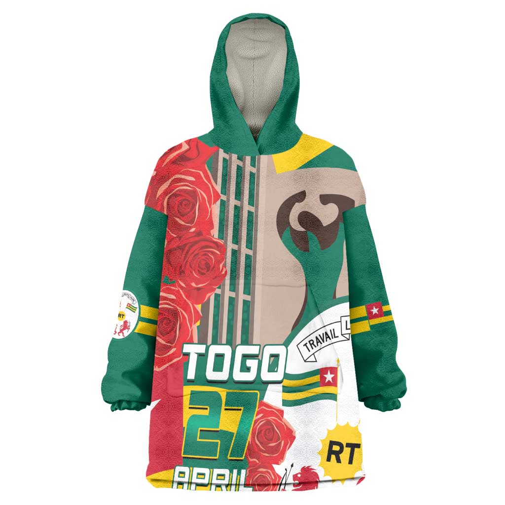 Republique Togolaise Monument de l'Independance Wearable Blanket Hoodie African Pinkish Rose Coat Of Arms