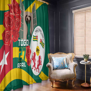 Republique Togolaise Monument de l'Independance Window Curtain African Pinkish Rose Coat Of Arms