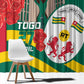 Republique Togolaise Monument de l'Independance Window Curtain African Pinkish Rose Coat Of Arms