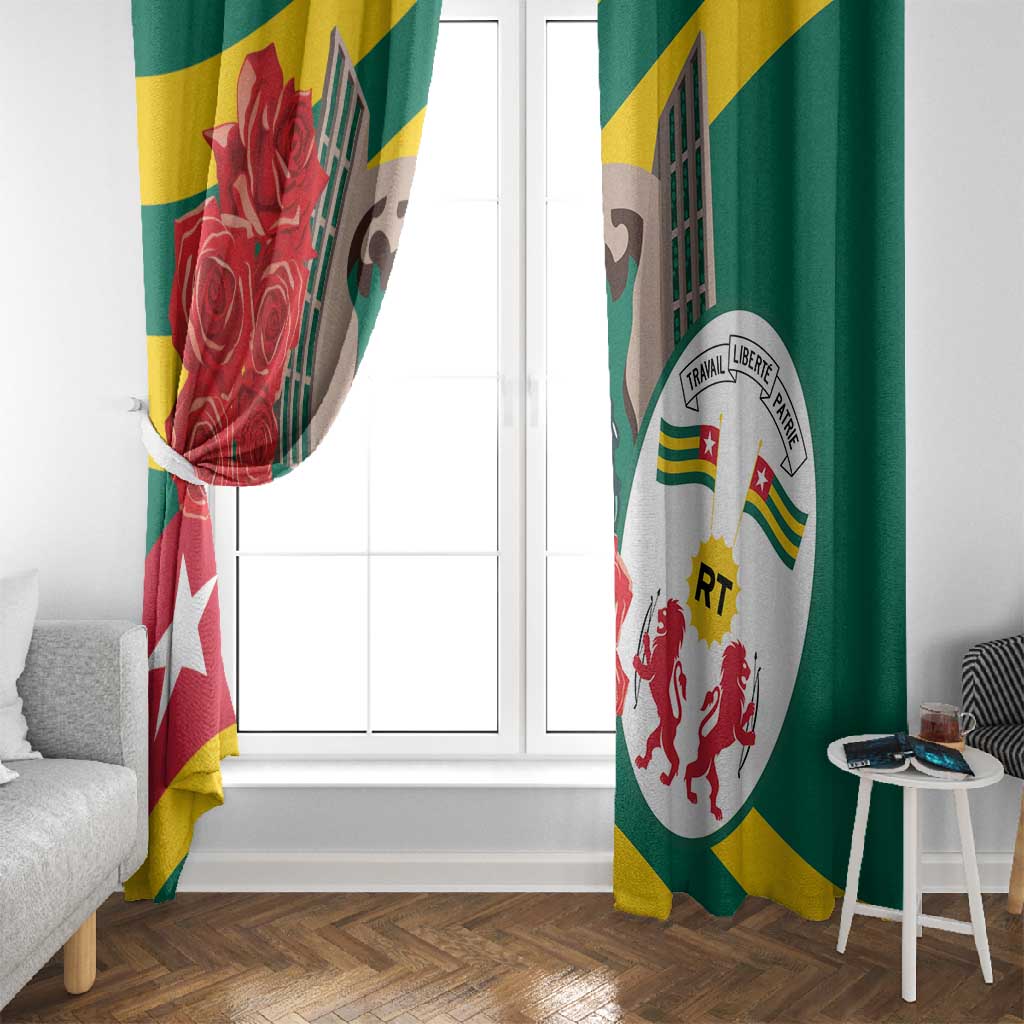 Republique Togolaise Monument de l'Independance Window Curtain African Pinkish Rose Coat Of Arms