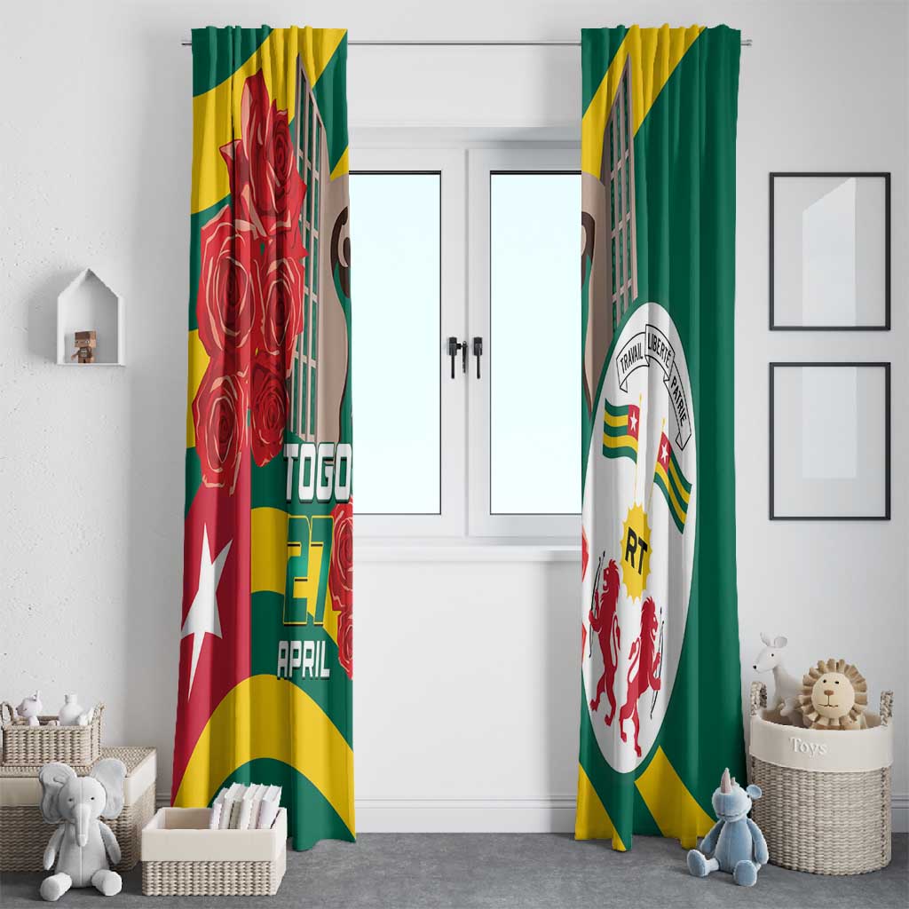 Republique Togolaise Monument de l'Independance Window Curtain African Pinkish Rose Coat Of Arms