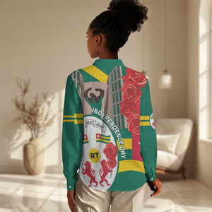 Republique Togolaise Monument de l'Independance Women Casual Shirt African Pinkish Rose Coat Of Arms
