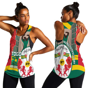 Republique Togolaise Monument de l'Independance Women Racerback Tank African Pinkish Rose Coat Of Arms