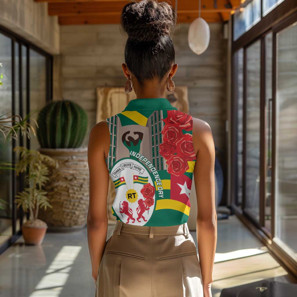 Republique Togolaise Monument de l'Independance Women Sleeveless Polo Shirt African Pinkish Rose Coat Of Arms