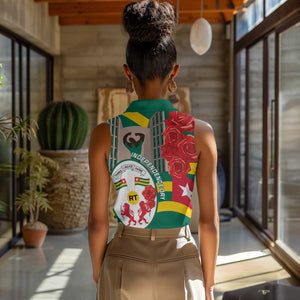 Republique Togolaise Monument de l'Independance Women Sleeveless Polo Shirt African Pinkish Rose Coat Of Arms