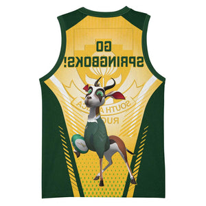 South Africa Rugby Basketball Jersey Cute Springboks Mascot - African Pride