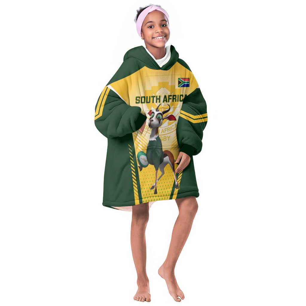 South Africa Rugby KId Wearable Blanket Hoodie Cute Springboks Mascot