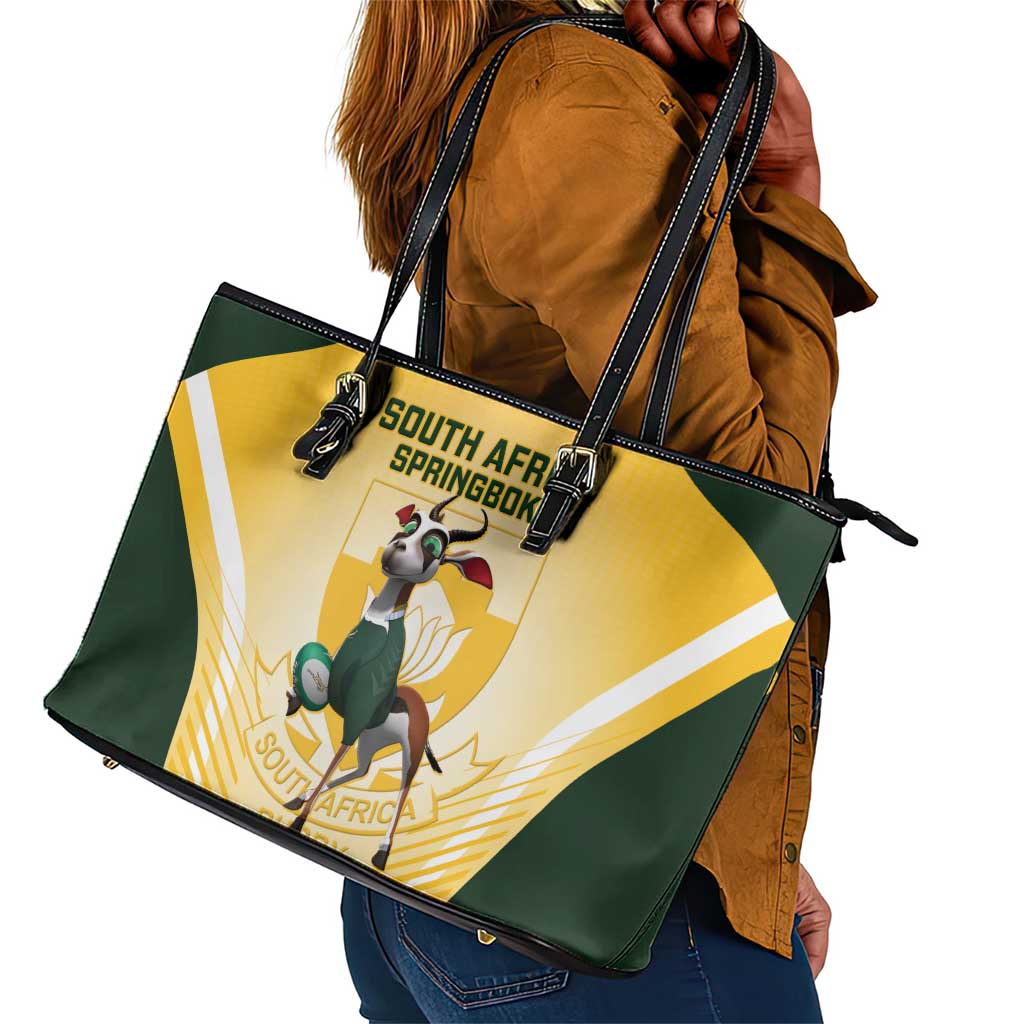 South Africa Rugby Leather Tote Bag Cute Springboks Mascot