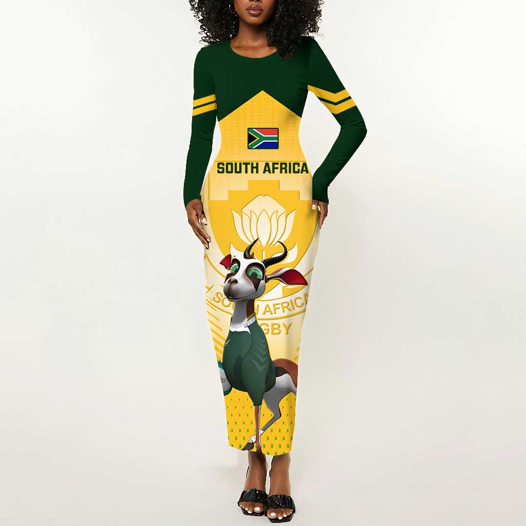 South Africa Rugby Long Sleeve Bodycon Dress Cute Springboks Mascot LT14