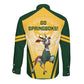 South Africa Rugby Long Sleeve Button Shirt Cute Springboks Mascot