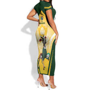 South Africa Rugby Short Sleeve Bodycon Dress Cute Springboks Mascot