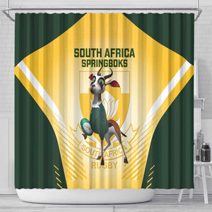 South Africa Rugby Shower Curtain Cute Springboks Mascot