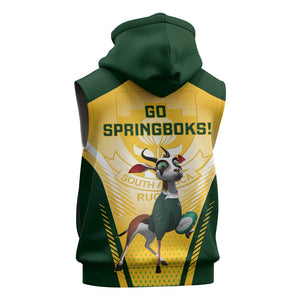 South Africa Rugby Sleeveless Zip Hoodie Cute Springboks Mascot - African Pride
