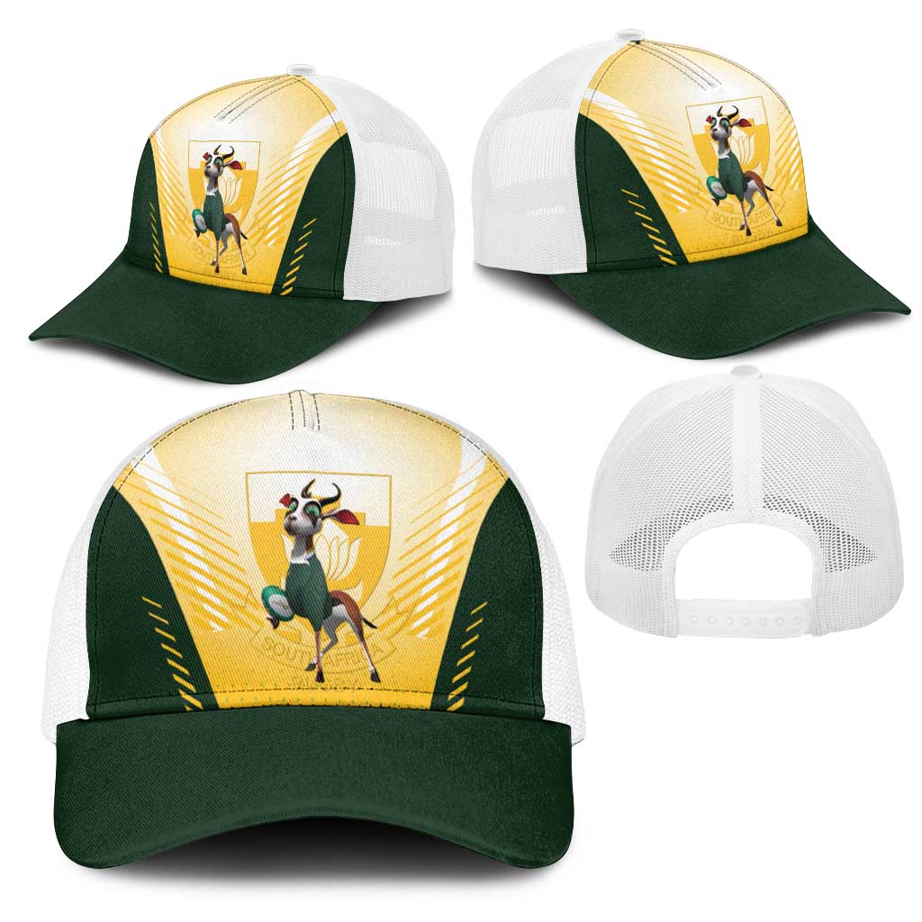 South Africa Rugby Baseball Net Cap Springboks Mascot Sporty Style