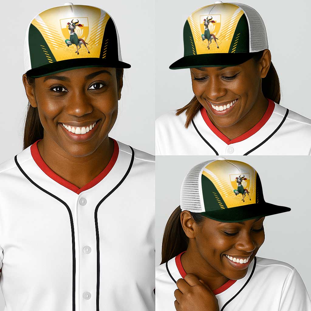 South Africa Rugby Baseball Net Cap Springboks Mascot Sporty Style