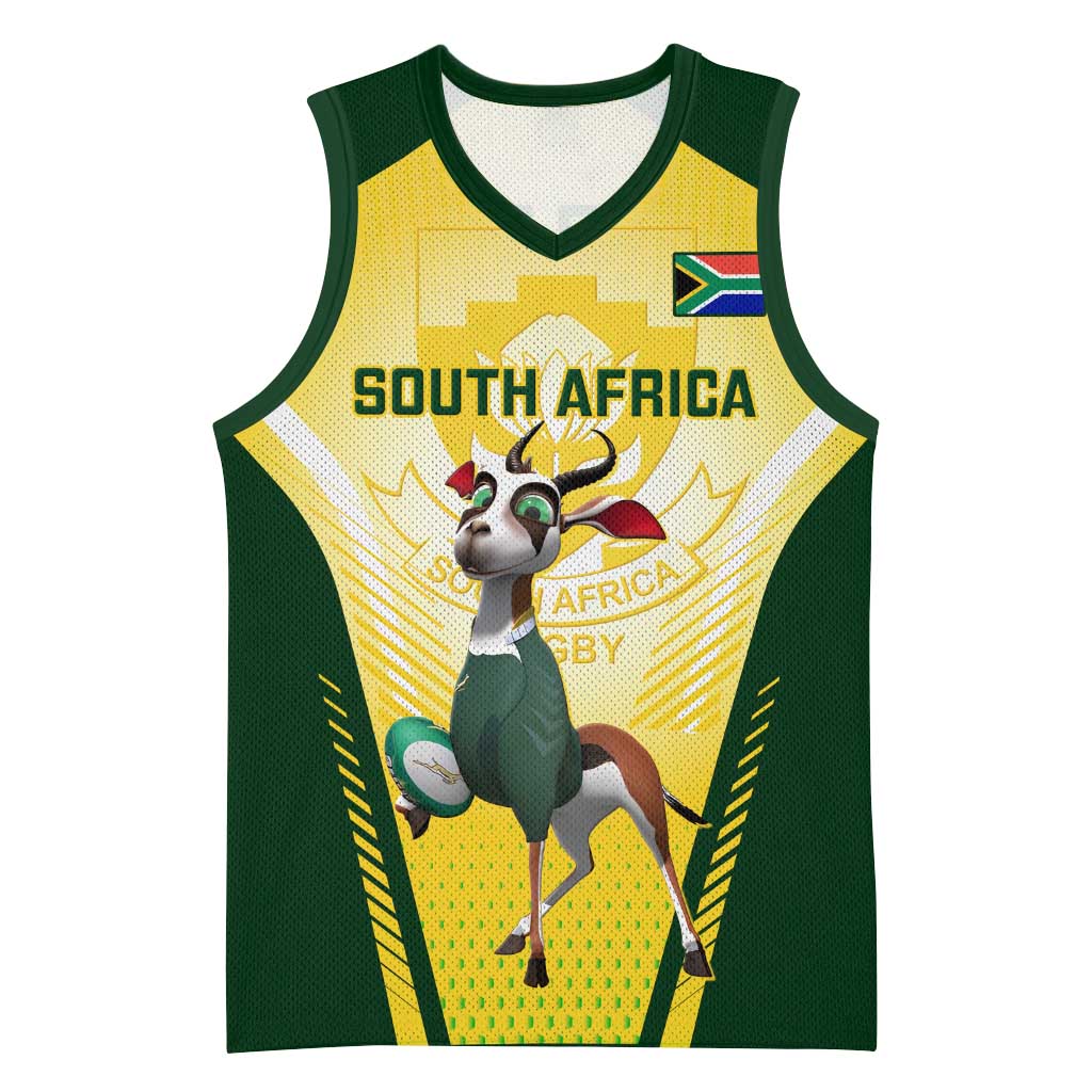 Custom South Africa Rugby Basketball Jersey Cute Springboks Mascot - African Pride