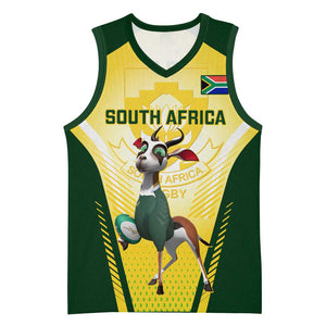 Custom South Africa Rugby Basketball Jersey Cute Springboks Mascot - African Pride