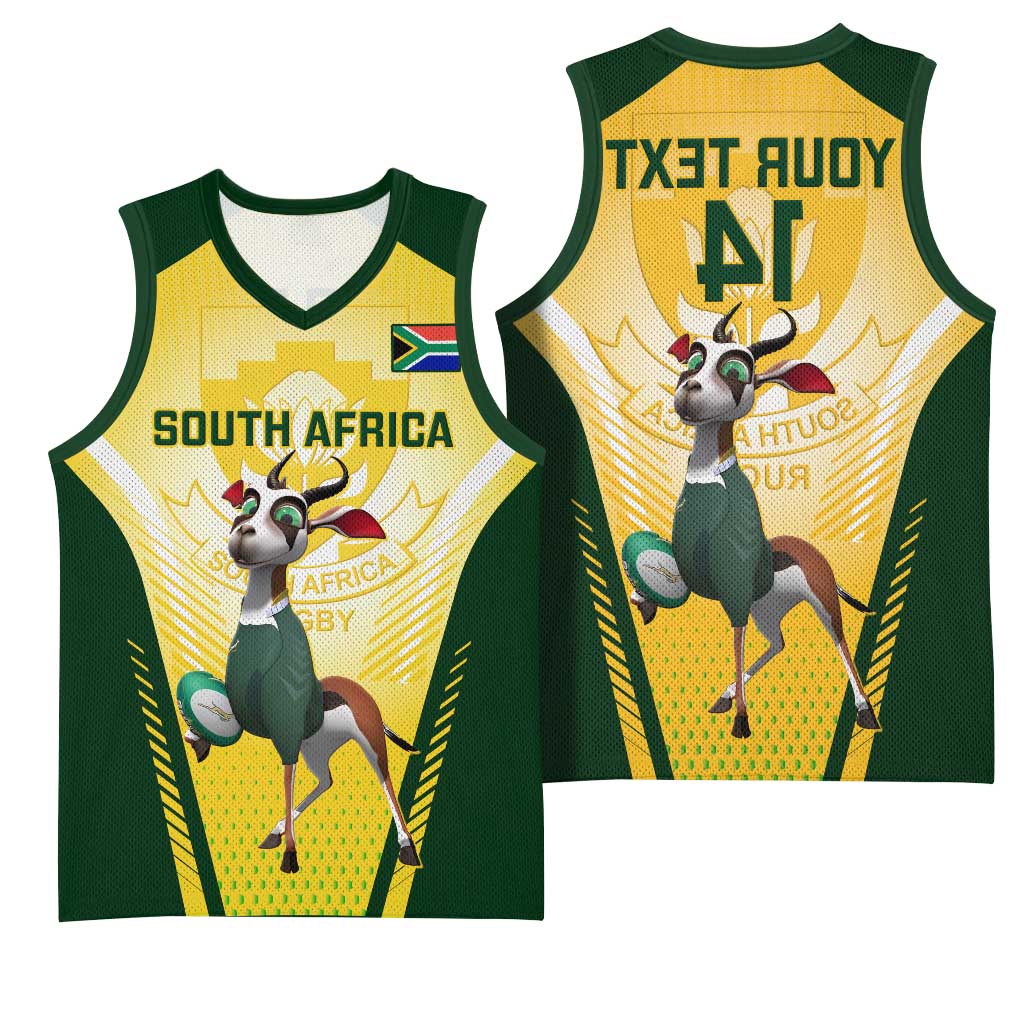 Custom South Africa Rugby Basketball Jersey Cute Springboks Mascot - African Pride