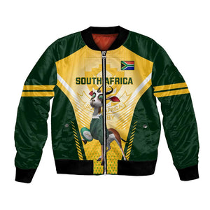 Custom South Africa Rugby Bomber Jacket Cute Springboks Mascot