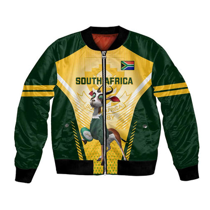 Custom South Africa Rugby Bomber Jacket Cute Springboks Mascot