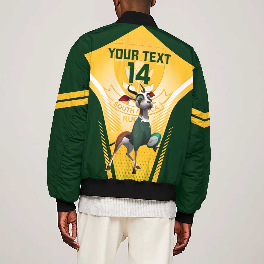 Custom South Africa Rugby Bomber Jacket Cute Springboks Mascot