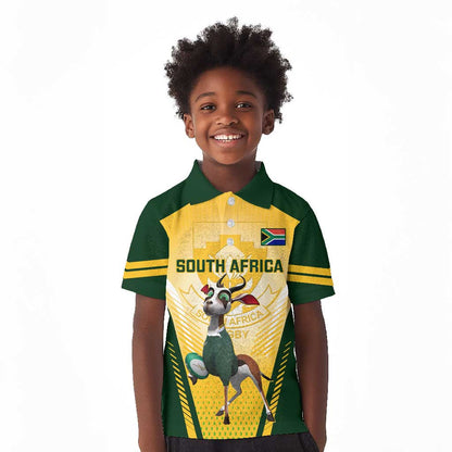 Custom South Africa Rugby Kid Polo Shirt Cute Springboks Mascot
