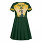 Custom South Africa Rugby Kid Short Sleeve Dress Cute Springboks Mascot