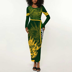 Custom South Africa Rugby Long Sleeve Bodycon Dress Cute Springboks Mascot LT14