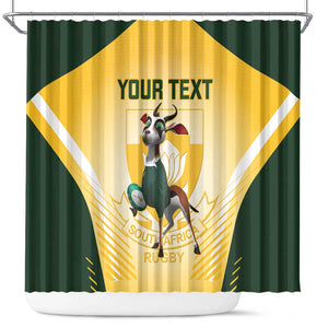 Custom South Africa Rugby Shower Curtain Cute Springboks Mascot
