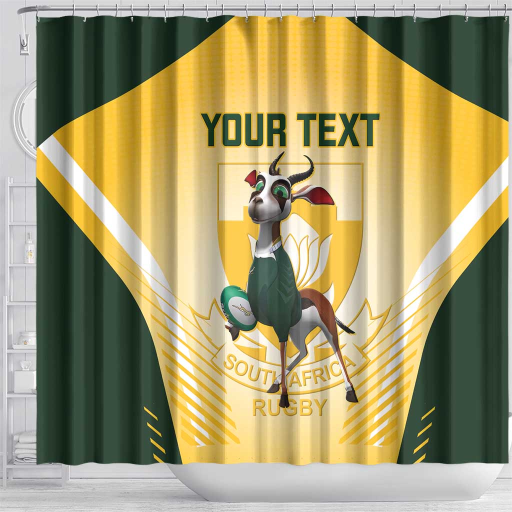Custom South Africa Rugby Shower Curtain Cute Springboks Mascot