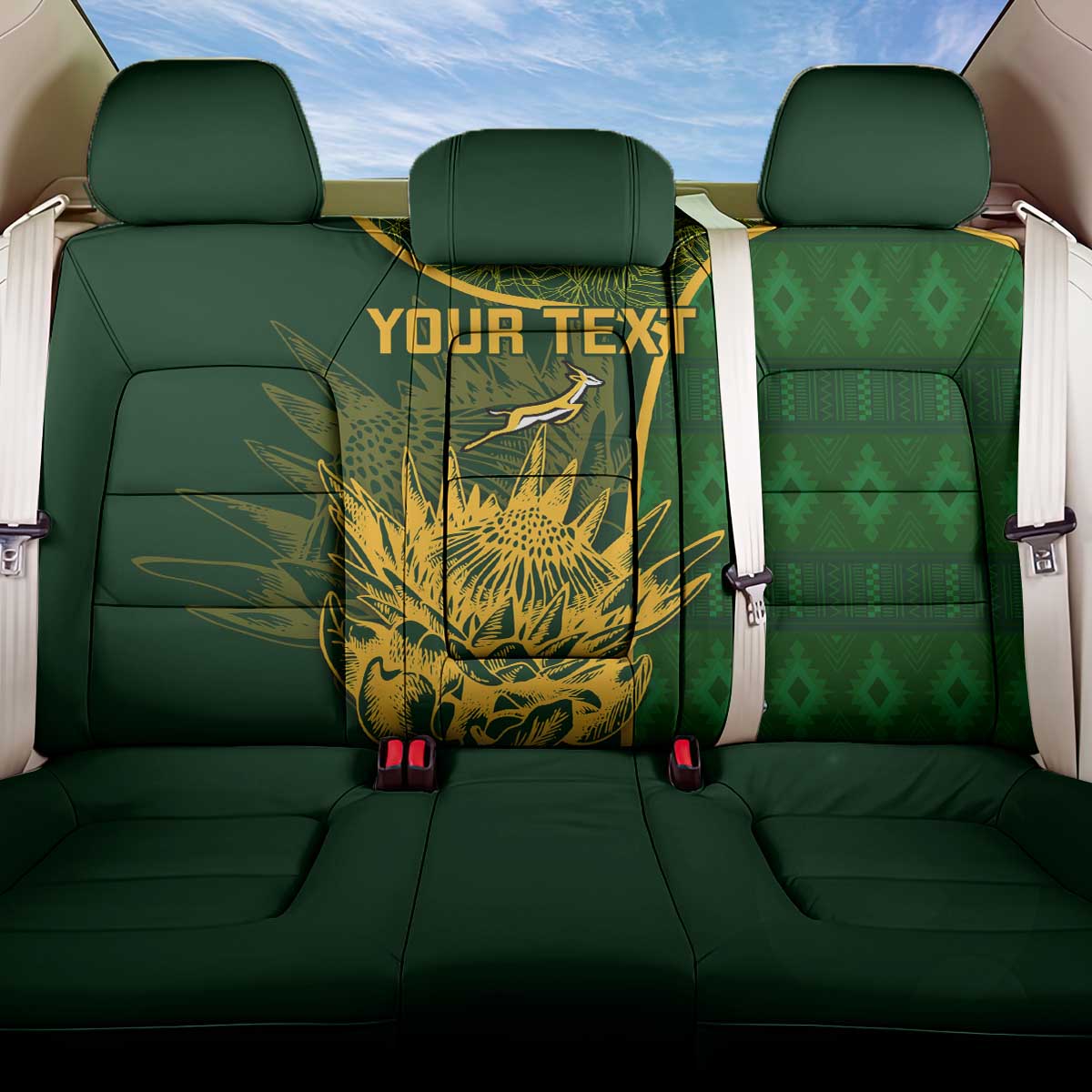 Custom South Africa Rugby Back Car Seat Cover Go Champions Springboks Flower